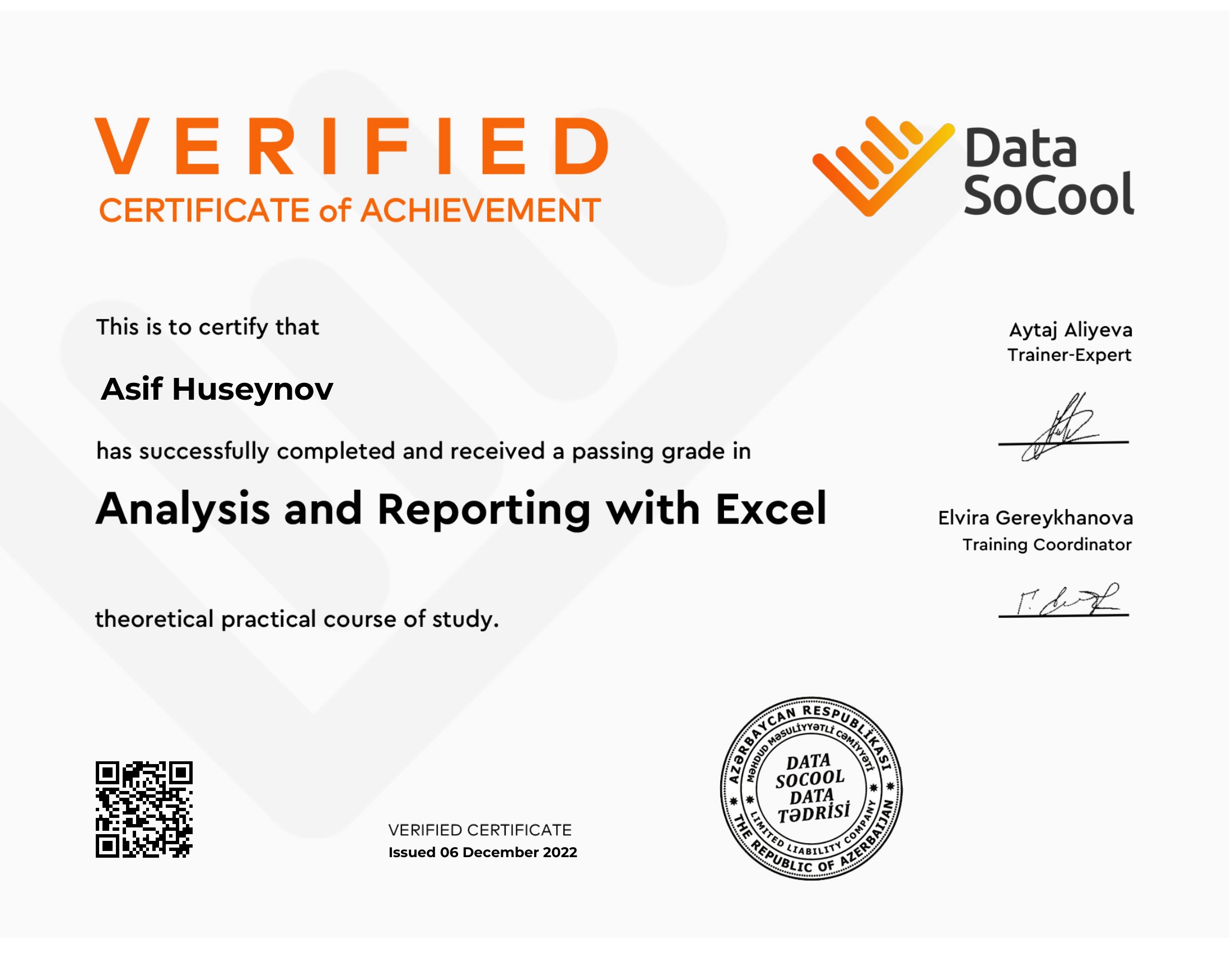 Data SoCool Course Completion Certificate